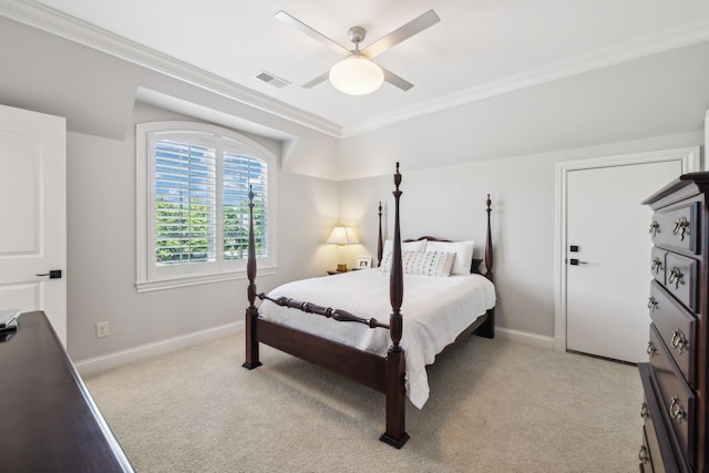 114 Middleton Cir, Nashville, TN 37215 - bedroom featuring ornamental molding, light colored carpet, and ceiling fan