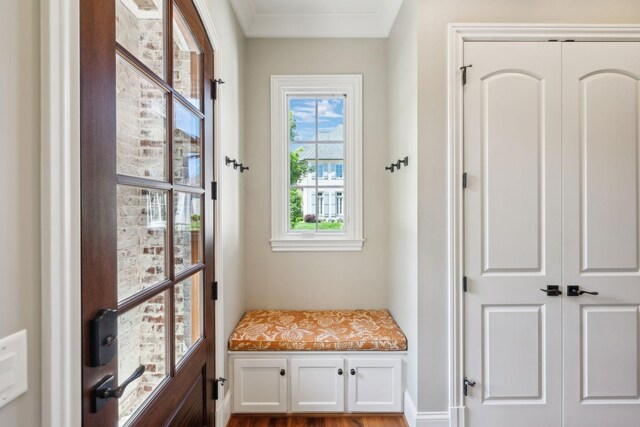 114 Middleton Cir, Nashville, TN 37215 - mudroom with crown molding and wood finished floors