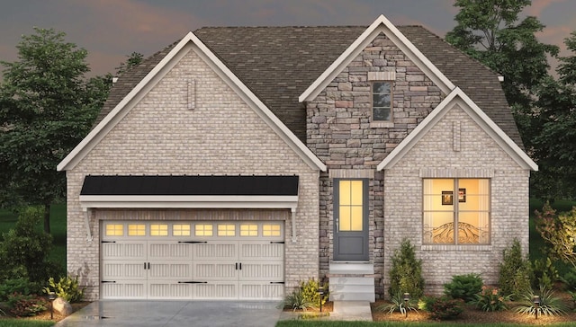 1720 Merkel Rd, Columbia, TN 38401 - view of front of home featuring a garage, driveway, a shingled roof, and brick siding