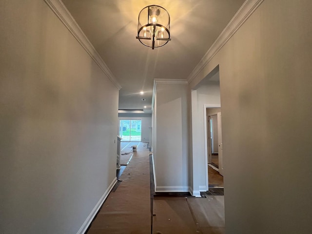 1720 Merkel Rd, Columbia, TN 38401 - hallway featuring ornamental molding and a chandelier