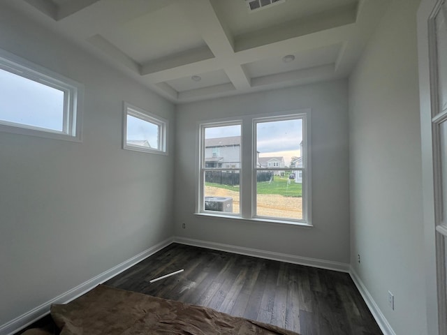 1720 Merkel Rd, Columbia, TN 38401 - unfurnished room featuring coffered ceiling, dark wood-style flooring, and beamed ceiling