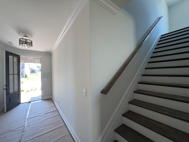 1720 Merkel Rd, Columbia, TN 38401 - foyer with stairway, crown molding, and wood finished floors
