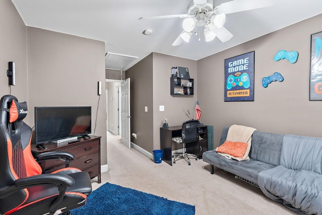 604 Applejack Ct, Antioch, TN 37013 - office with attic access, ceiling fan, and light colored carpet