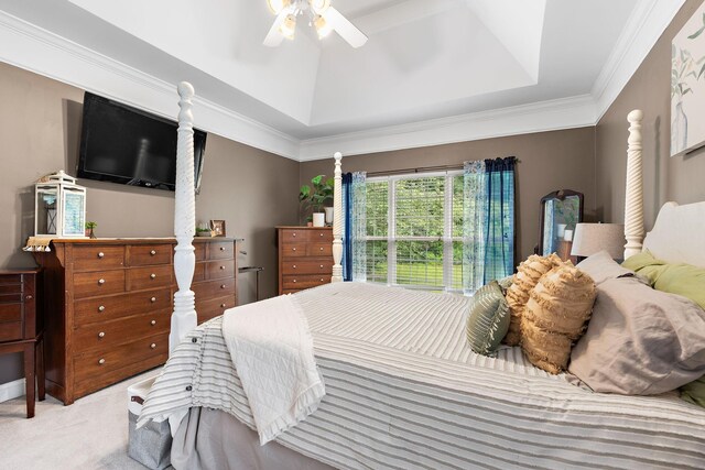 604 Applejack Ct, Antioch, TN 37013 - bedroom with carpet flooring, a tray ceiling, ceiling fan, and crown molding