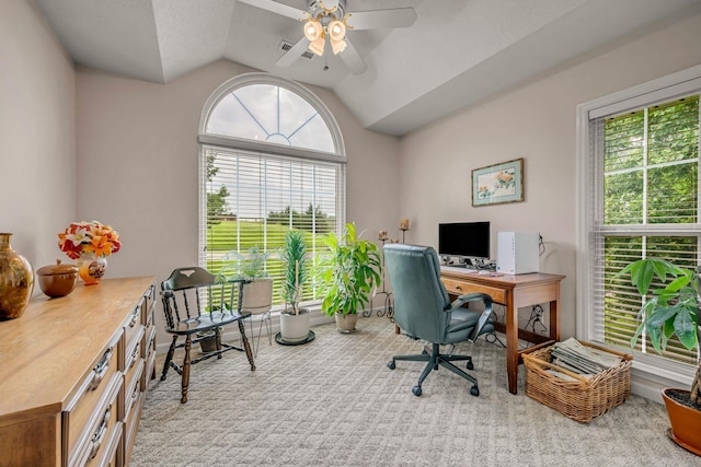 1013 Laurel Hills Dr, Dickson, TN 37055 - office with lofted ceiling and ceiling fan