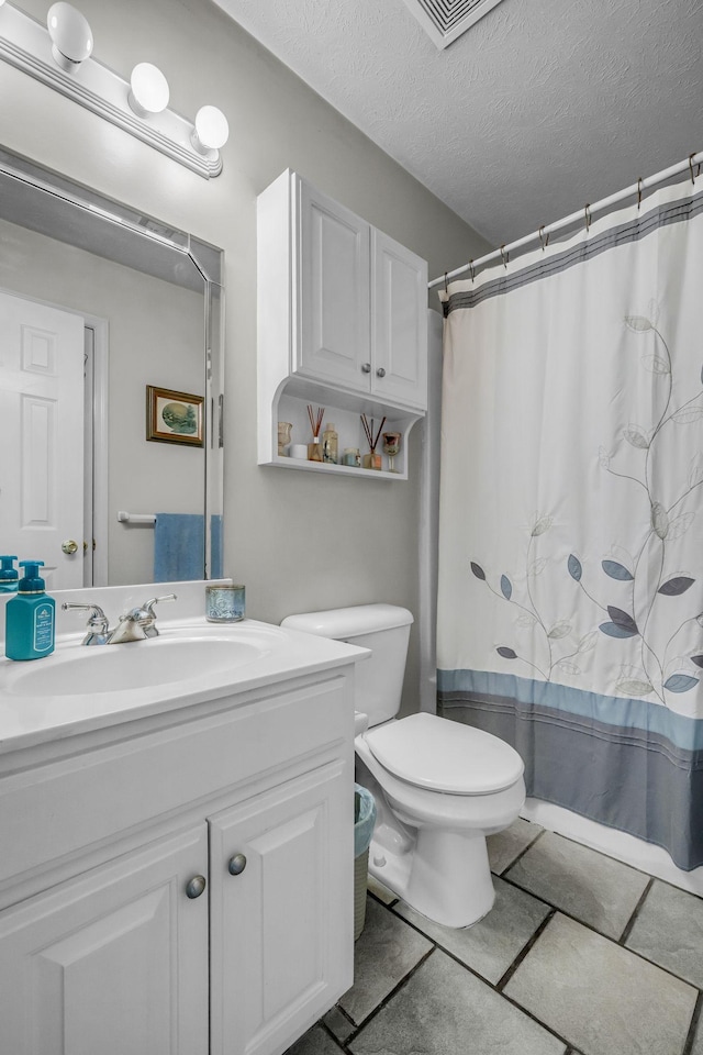 1013 Laurel Hills Dr, Dickson, TN 37055 - bathroom with vanity, a textured ceiling, tile patterned flooring, and a shower with curtain