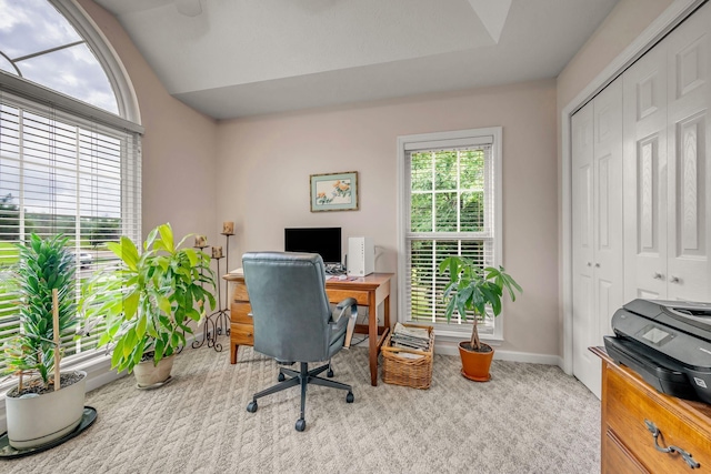 1013 Laurel Hills Dr, Dickson, TN 37055 - home office featuring plenty of natural light, lofted ceiling, and carpet