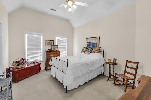 8013 Rosemere Way, Chattanooga, TN 37421 - bedroom with vaulted ceiling, light colored carpet, and ceiling fan