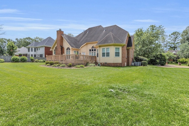 8013 Rosemere Way, Chattanooga, TN 37421 - back of property featuring a yard, a deck, and crawl space