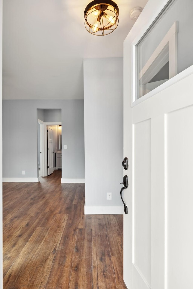 222 Groh St, Lawrenceburg, TN 38464 - entryway with dark wood finished floors and baseboards