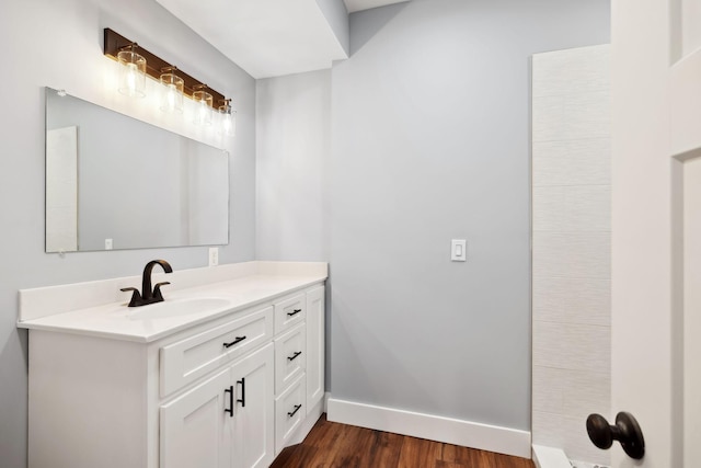 222 Groh St, Lawrenceburg, TN 38464 - bathroom featuring vanity and wood finished floors