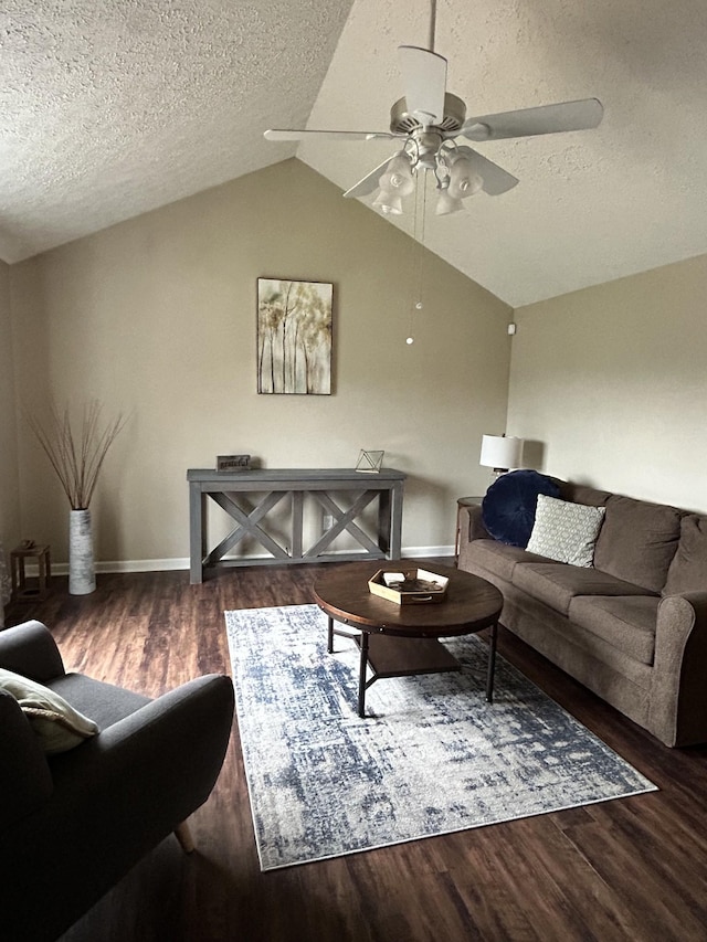 109 New Haven Ct, Nashville, TN 37214 - living area featuring a ceiling fan, wood finished floors, a textured ceiling, and vaulted ceiling