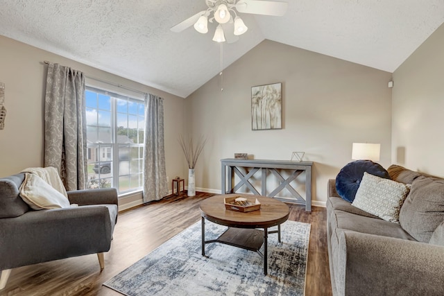 109 New Haven Ct, Nashville, TN 37214 - living area with vaulted ceiling, wood finished floors, and a ceiling fan