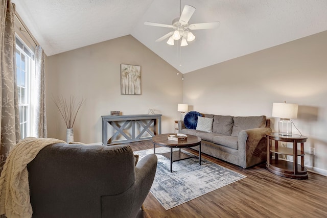 109 New Haven Ct, Nashville, TN 37214 - living room with wood finished floors, vaulted ceiling, and a ceiling fan