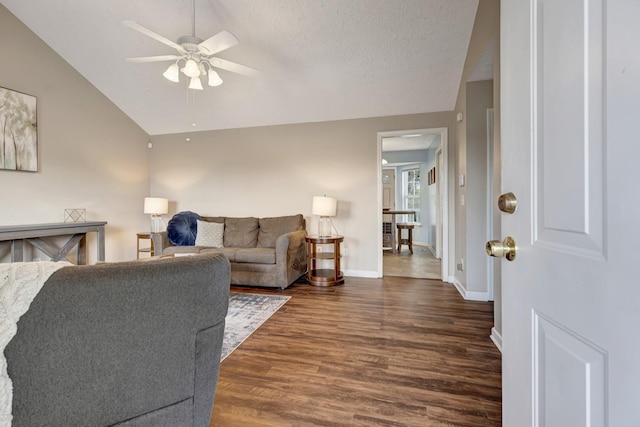 109 New Haven Ct, Nashville, TN 37214 - living area with ceiling fan, dark wood finished floors, and high vaulted ceiling