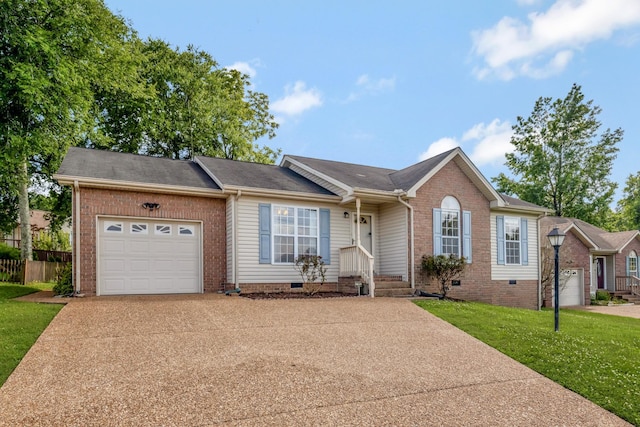 109 New Haven Ct, Nashville, TN 37214 - ranch-style house with crawl space, driveway, a garage, and a front yard