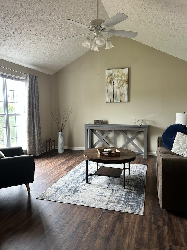 109 New Haven Ct, Nashville, TN 37214 - living area with a textured ceiling, ceiling fan, wood finished floors, and lofted ceiling