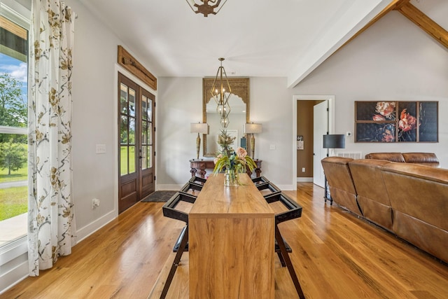 4080 Coles Ferry Pike, Lebanon, TN 37087 - dining space with a chandelier, light wood-style flooring, and french doors
