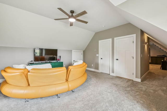 4080 Coles Ferry Pike, Lebanon, TN 37087 - living room featuring ceiling fan, carpet floors, and lofted ceiling