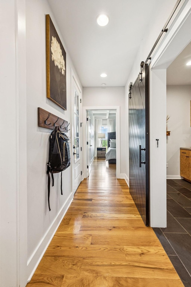 4080 Coles Ferry Pike, Lebanon, TN 37087 - hallway featuring a barn door and recessed lighting