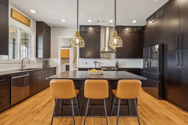 4080 Coles Ferry Pike, Lebanon, TN 37087 - kitchen with appliances with stainless steel finishes, dark countertops, modern cabinets, decorative backsplash, and recessed lighting