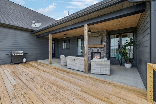 4080 Coles Ferry Pike, Lebanon, TN 37087 - wooden terrace featuring an outdoor living space with a fireplace and a grill