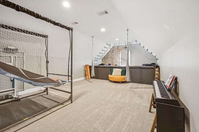 4080 Coles Ferry Pike, Lebanon, TN 37087 - playroom with carpet floors, vaulted ceiling, and recessed lighting