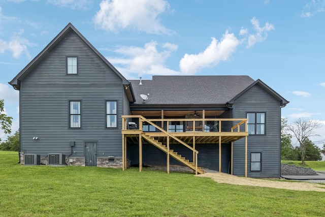 4080 Coles Ferry Pike, Lebanon, TN 37087 - rear view of property with stairway, a deck, a lawn, and a shingled roof