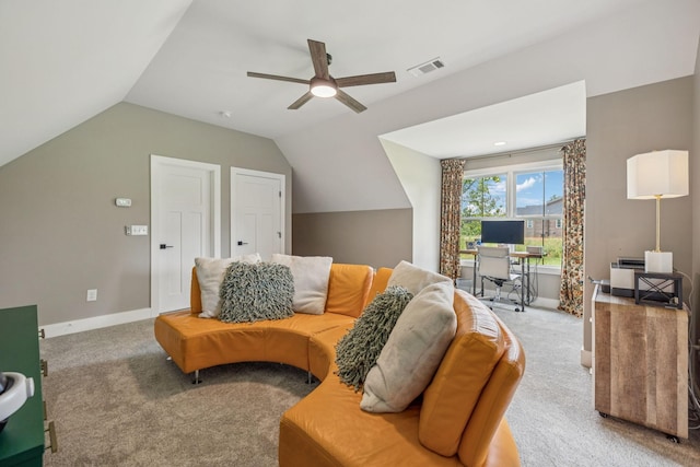 4080 Coles Ferry Pike, Lebanon, TN 37087 - living area with carpet floors, a ceiling fan, and lofted ceiling