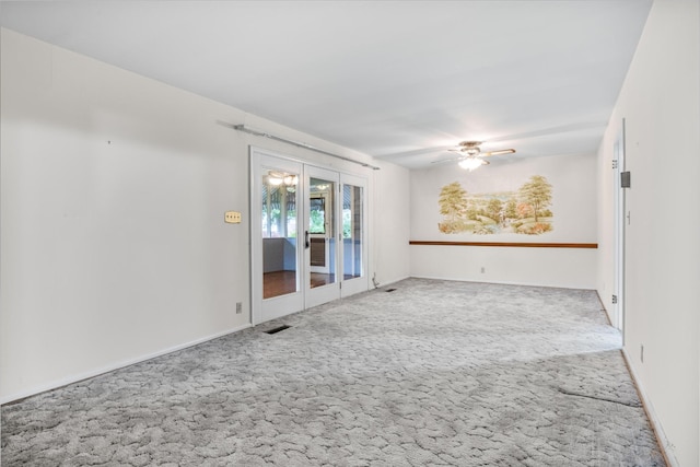 3841 Rollingwood Dr, Chattanooga, TN 37406 - carpeted empty room featuring french doors and ceiling fan