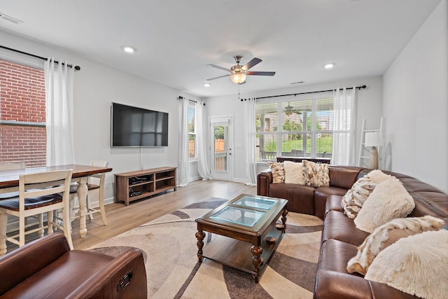 832 Green Meadow Ln, Smyrna, TN 37167 - living room with a ceiling fan, wood finished floors, and recessed lighting