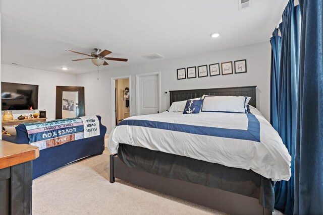 832 Green Meadow Ln, Smyrna, TN 37167 - bedroom with carpet floors, a ceiling fan, and recessed lighting