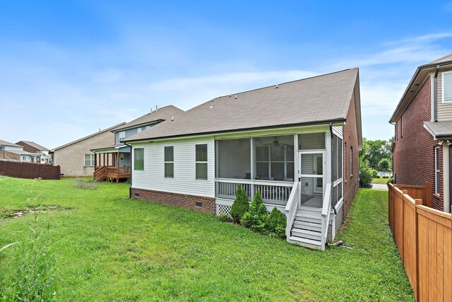 832 Green Meadow Ln, Smyrna, TN 37167 - back of house with a sunroom and a shingled roof