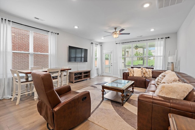 832 Green Meadow Ln, Smyrna, TN 37167 - living room with ceiling fan, light wood finished floors, and recessed lighting