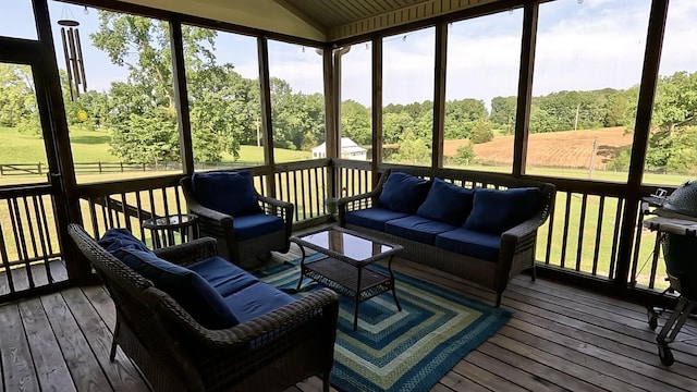 7680 Barnhill Rd, Primm Springs, TN 38476 - sunroom / solarium with vaulted ceiling, outdoor lounge area, and healthy amount of natural light