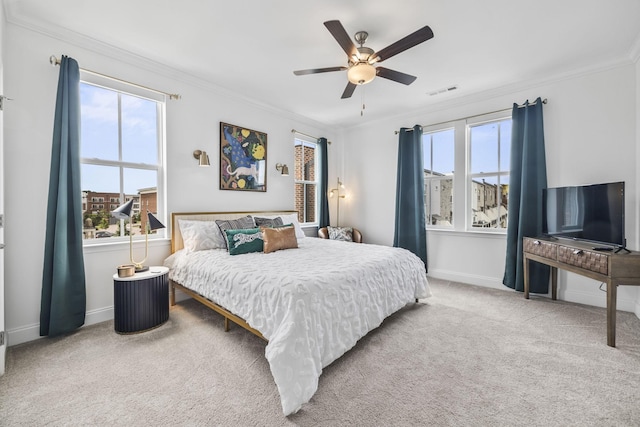 2101 Branford Pl Unit 201, Thompsons Station, TN 37179 - carpeted bedroom featuring ornamental molding and ceiling fan