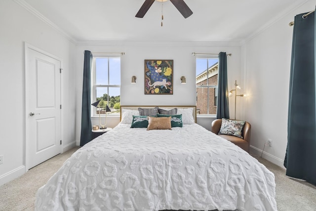 2101 Branford Pl Unit 201, Thompsons Station, TN 37179 - bedroom featuring light colored carpet, crown molding, and ceiling fan