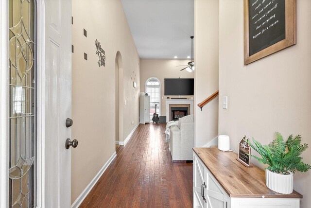 3351 Cotham Ln, Clarksville, TN 37042 - hallway with dark wood finished floors and arched walkways