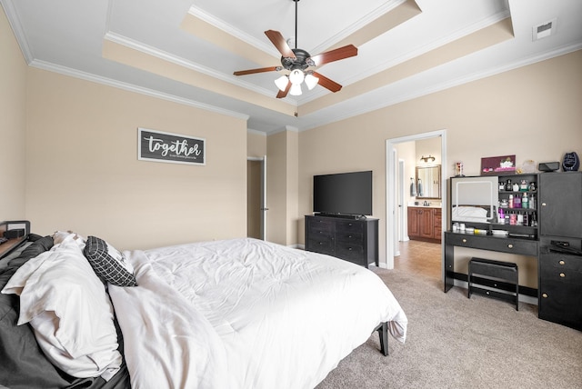 3351 Cotham Ln, Clarksville, TN 37042 - bedroom with a raised ceiling, crown molding, carpet, and ensuite bath