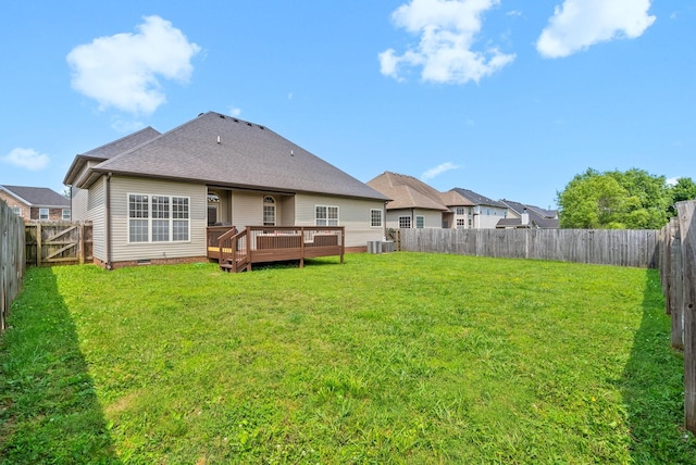 3351 Cotham Ln, Clarksville, TN 37042 - rear view of house with a deck, a fenced backyard, crawl space, and a shingled roof