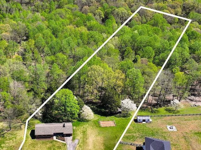 2355 Davidson Graveyard Rd, Clarksville, TN 37043 - aerial view of property and surrounding area featuring a heavily wooded area and property boundaries highlighted