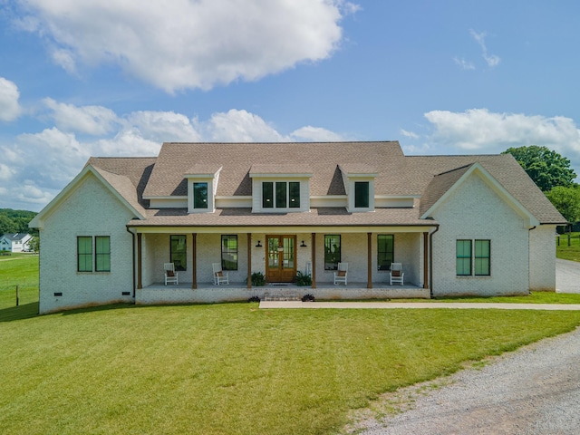 5247 Flat Creek Rd, Spring Hill, TN 37174 - view of front of property with covered porch, a front lawn, and roof with shingles