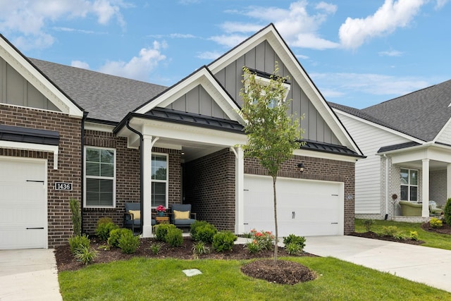 1434 Autumn Leaf Ln, Mount Juliet, TN 37122 - craftsman-style home with board and batten siding, brick siding, an attached garage, driveway, and roof with shingles