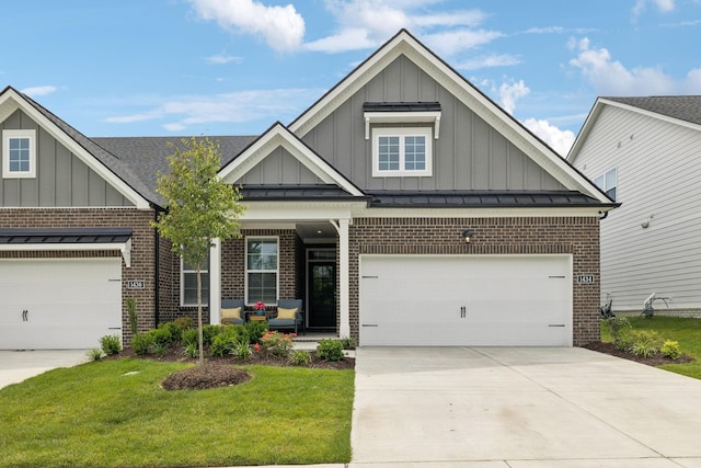 1434 Autumn Leaf Ln, Mount Juliet, TN 37122 - craftsman-style house featuring board and batten siding, brick siding, a front lawn, and concrete driveway