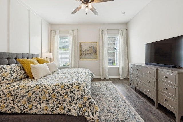 1434 Autumn Leaf Ln, Mount Juliet, TN 37122 - bedroom featuring multiple windows, dark wood-style flooring, and a ceiling fan