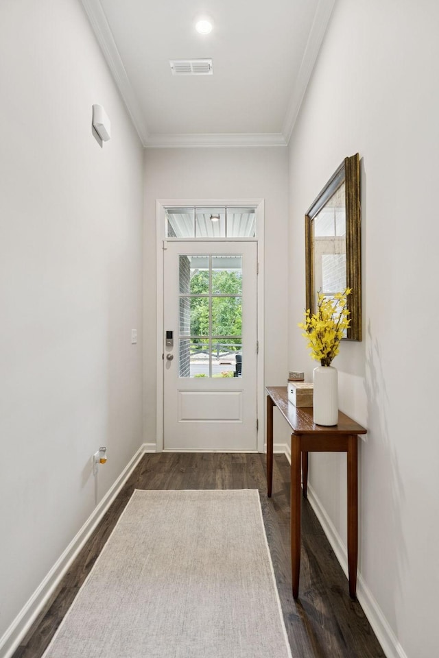 1434 Autumn Leaf Ln, Mount Juliet, TN 37122 - doorway to outside with dark wood-style floors and ornamental molding