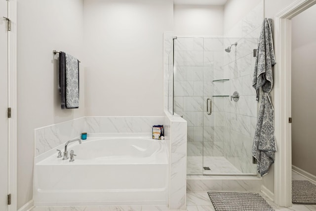 1434 Autumn Leaf Ln, Mount Juliet, TN 37122 - bathroom with a garden tub, a shower stall, and marble finish flooring