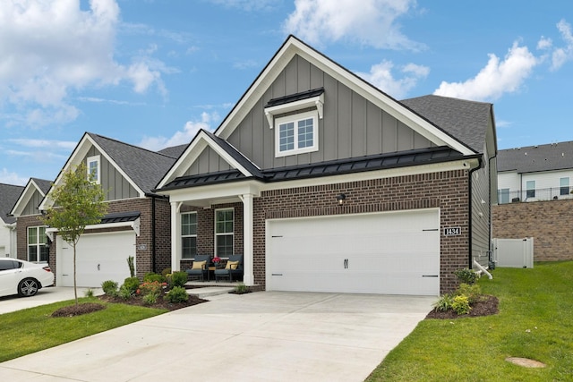 1434 Autumn Leaf Ln, Mount Juliet, TN 37122 - craftsman-style house with board and batten siding, brick siding, driveway, and a shingled roof