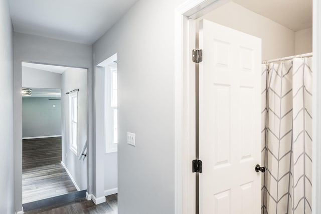 13989 Owens Chapel Rd, Springfield, TN 37172 - hall with dark wood-style flooring and baseboards