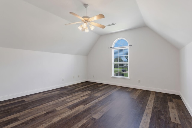 3406 Meadowhill Dr, Murfreesboro, TN 37130 - additional living space with dark wood-type flooring, a ceiling fan, and lofted ceiling